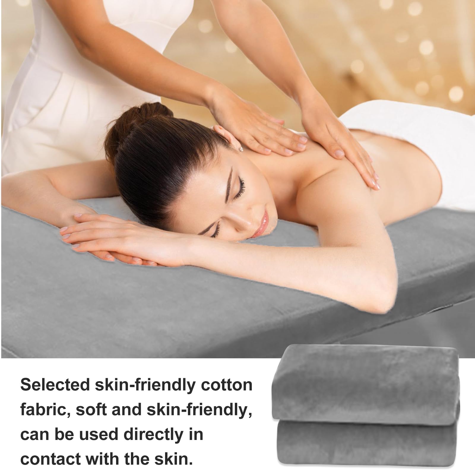 Lot de 2 housses pour table de massage : 80 x 190 cm - Housse de serrage avec trou pour table de massage - Résistante à l'huile - Lavable - Housse de massage élastique pour tables cosmétiques