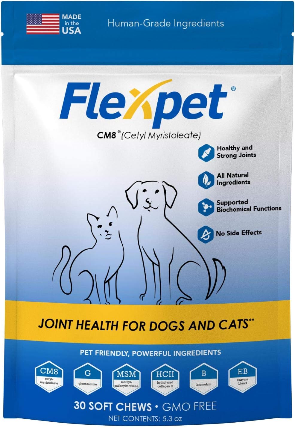 - Hip & Joint Supplement for Dogs & Cats with Cetyl Myristoleate, Glucosamine, Collagen, MSM - Max Strength Joint Support for Mobility, Senior Pets, Large Breeds - Trial Pack (Bacon/Cheese)