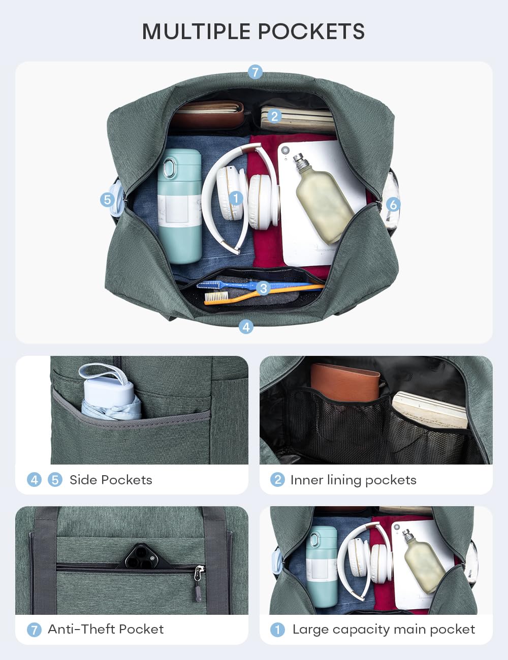 BAGZY Bagaglio a Mano 40x30x20 Wizzair, Impermeabile Borsa Cabina da Viaggio Aereo Pieghevole, Piccola a Mano per Parto Ospedale da Ginnastica, 25L Grigio Nylon