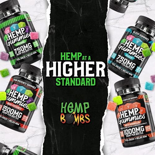 Hemp Bombs Original Hemp Gummies - Premium Gummi Supplement Made At Our Facility In The Usa - 50 Count Large Size 750 Mg #TOP6