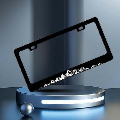 Miniatura 2 de Mountains Patterm - Marco de matrícula de montaña para matrícula de acero inoxidable, diseño divertido compatible con soporte estándar de matrícula