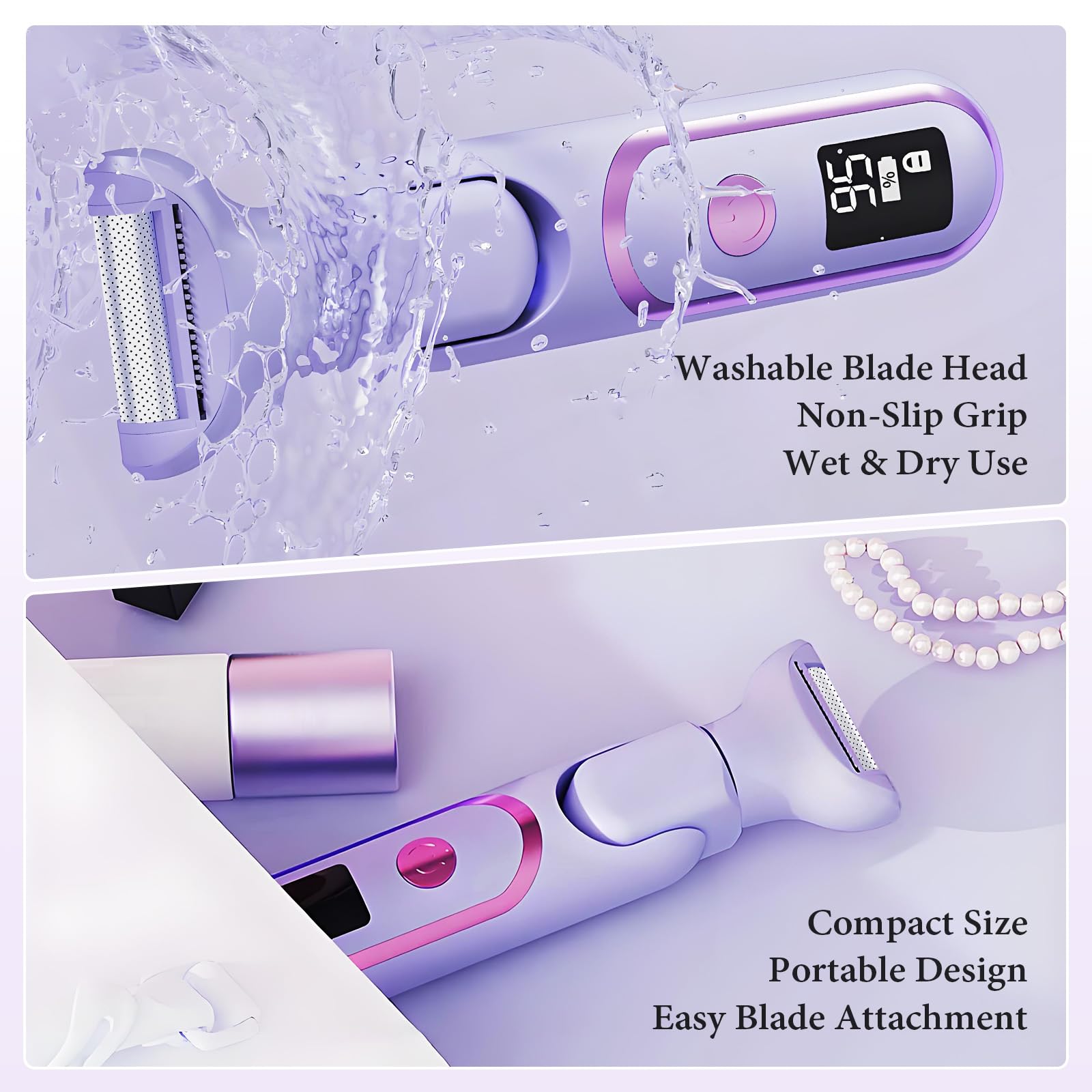 Rasoio elettrico da donna 5 in 1, rasoio intimo da donna, rasoio elettrico per donne, trimmer per corpo, intimo, bikini, per viso, ascelle, gambe, braccia e zona bikini