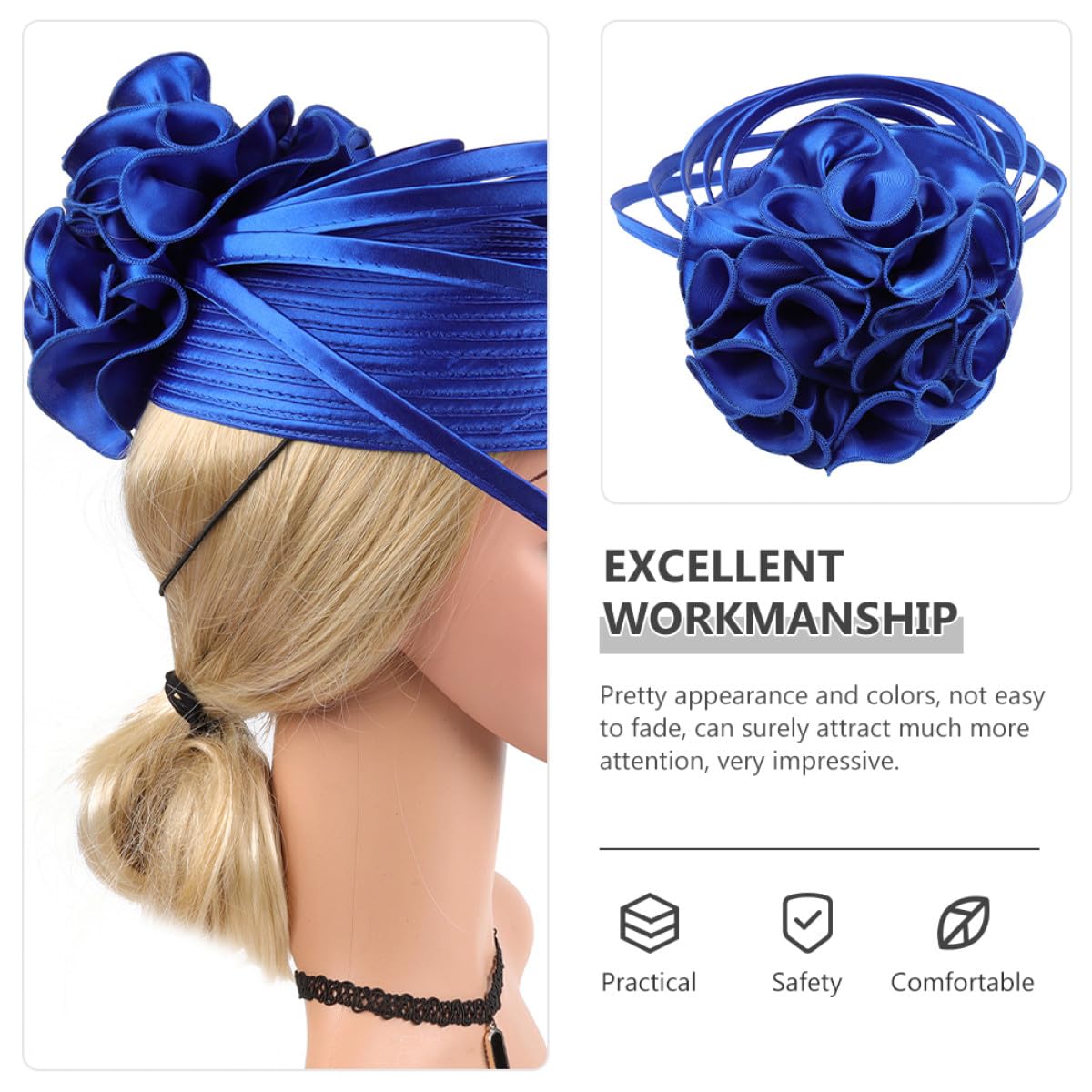 Fascinator Donna Raffinato da Cerimonia Cappello da Sposa Leggero in Poliestere Blu per Banchetti e Party Raffinati Design Sofisticato e Resistente allo Sbiadimento