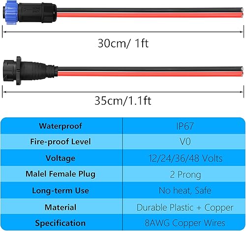 Miniatura 7 de CERRXIAN Conector sckot de motor de arrastre, kit de conexión rápida de enchufe y receptáculo de motor de arrastre, resistente de 2 clavijas de 12