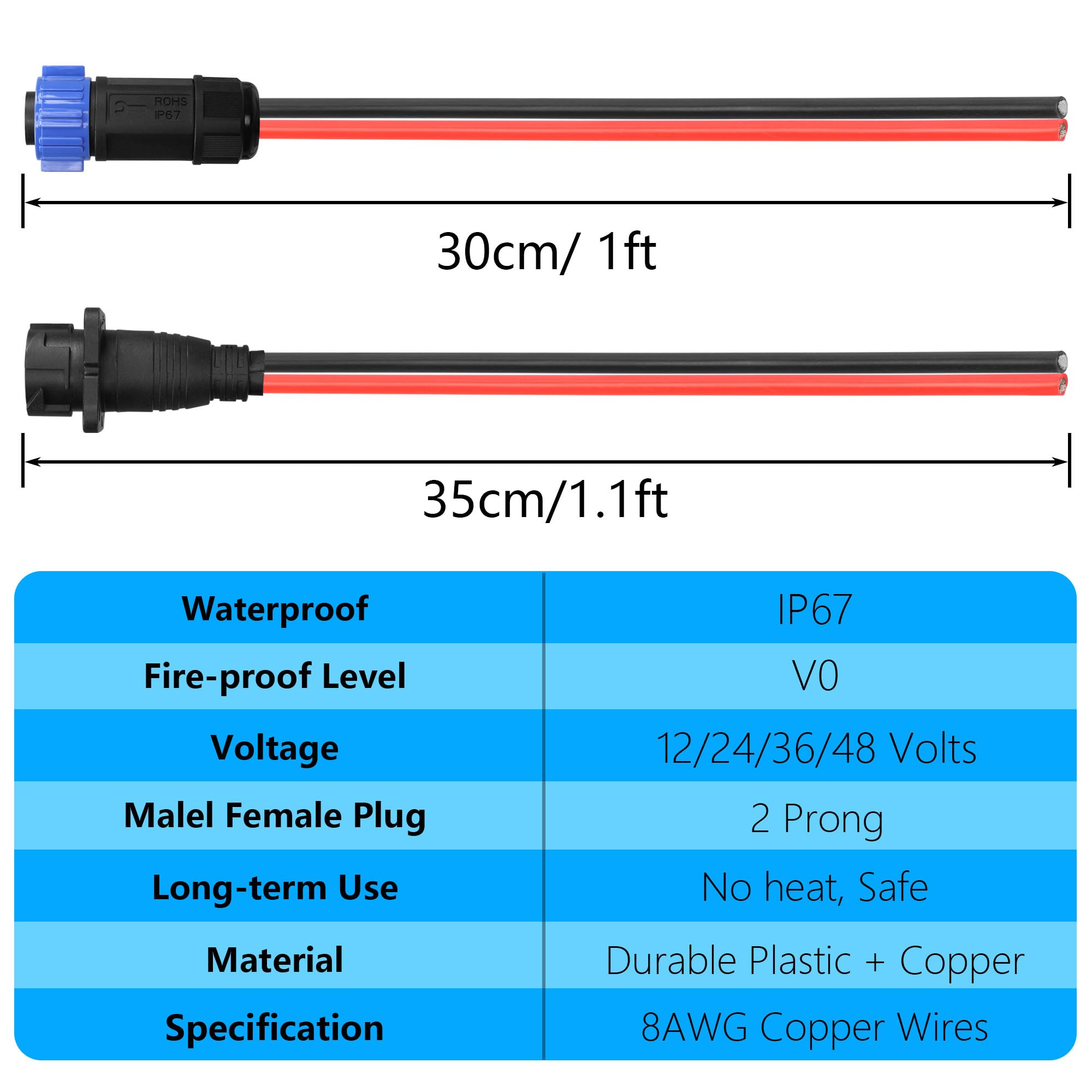 CERRXIAN - Conector SCOT para motor de curricán, kit de conexión rápida, 2 pines, 12/24/36/48 V, para barco marítimo, motor de trolling kayak