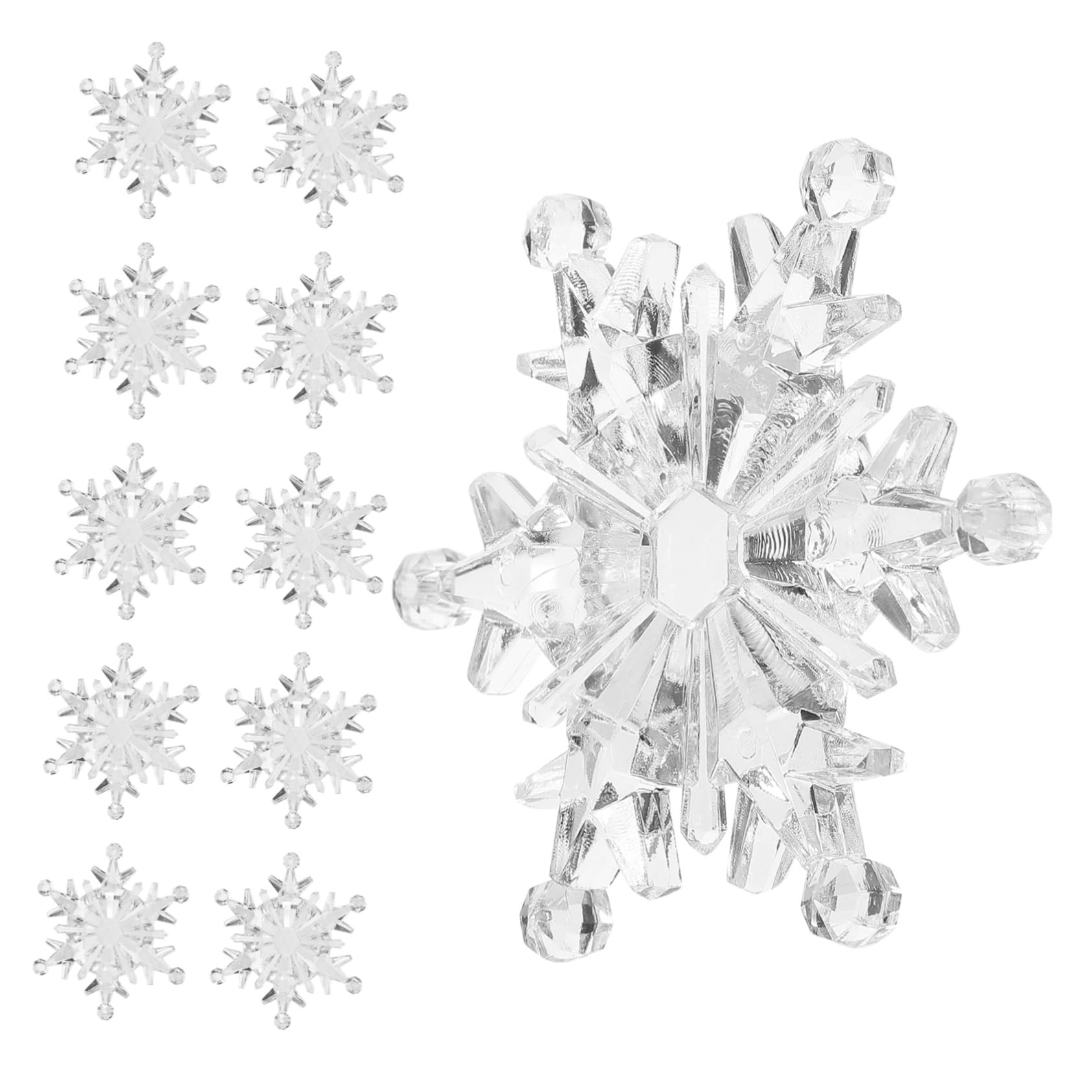 50 Stück Acryl Weihnachts Hängeschneeflocken Dekoration Silberne Schneeflockenanhänger für Fenster und Wand Zarte und Schöne Weihnachts Deko für Familien