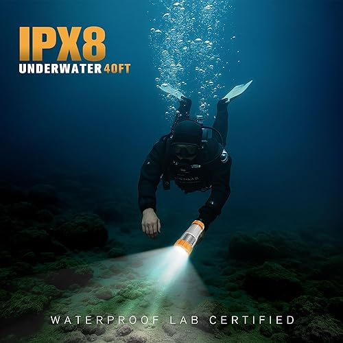 Miniatura 4 de FORTO Foco de mano de 3000 lúmenes, luz LED de largo alcance de 1400 pies con 120 horas de funcionamiento, linterna impermeable recargable IPX8 para
