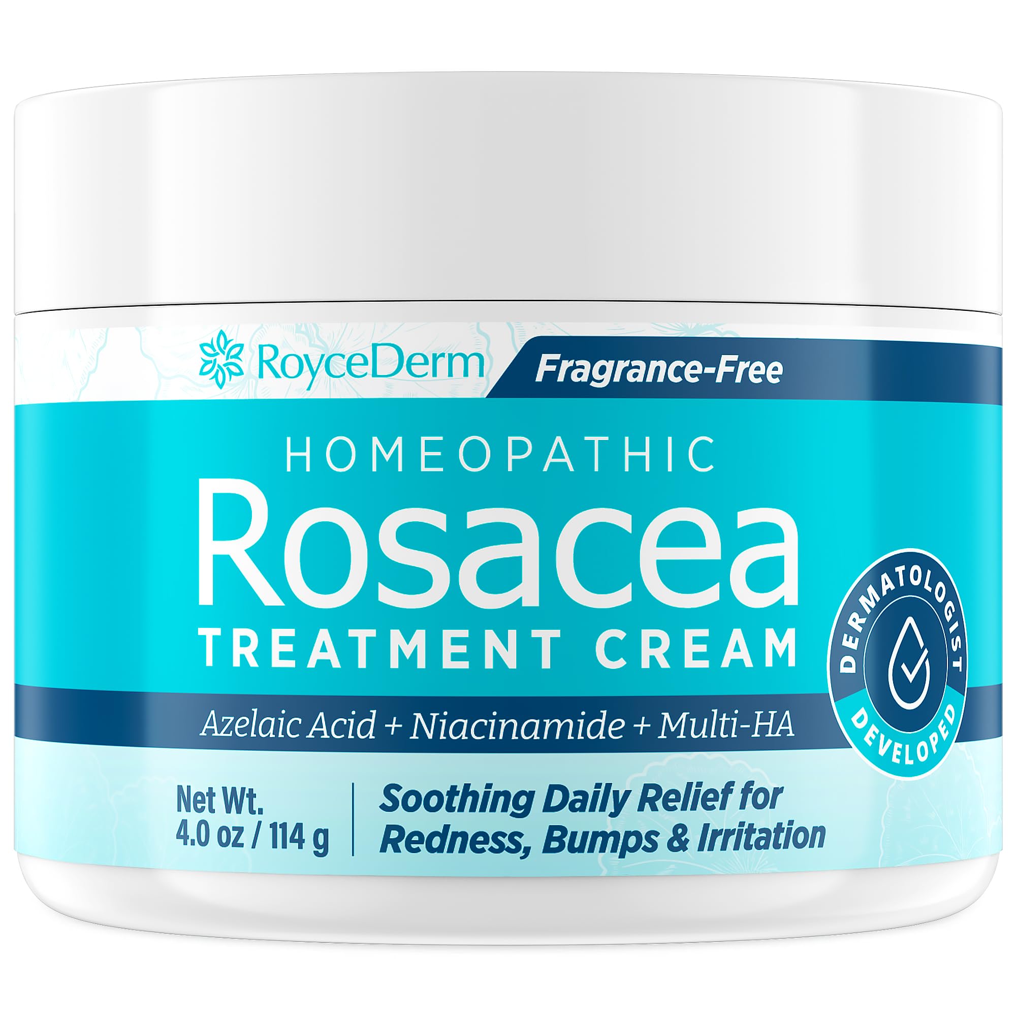 Roycederm Redness Calming Cream for Rosacea-Prone Skin and Face – Soothing Moisturizer for Sensitive, Red or Irritated Skin – Hydrating Care with Azelaic Acid, Niacinamide, Sulphur & Centella
