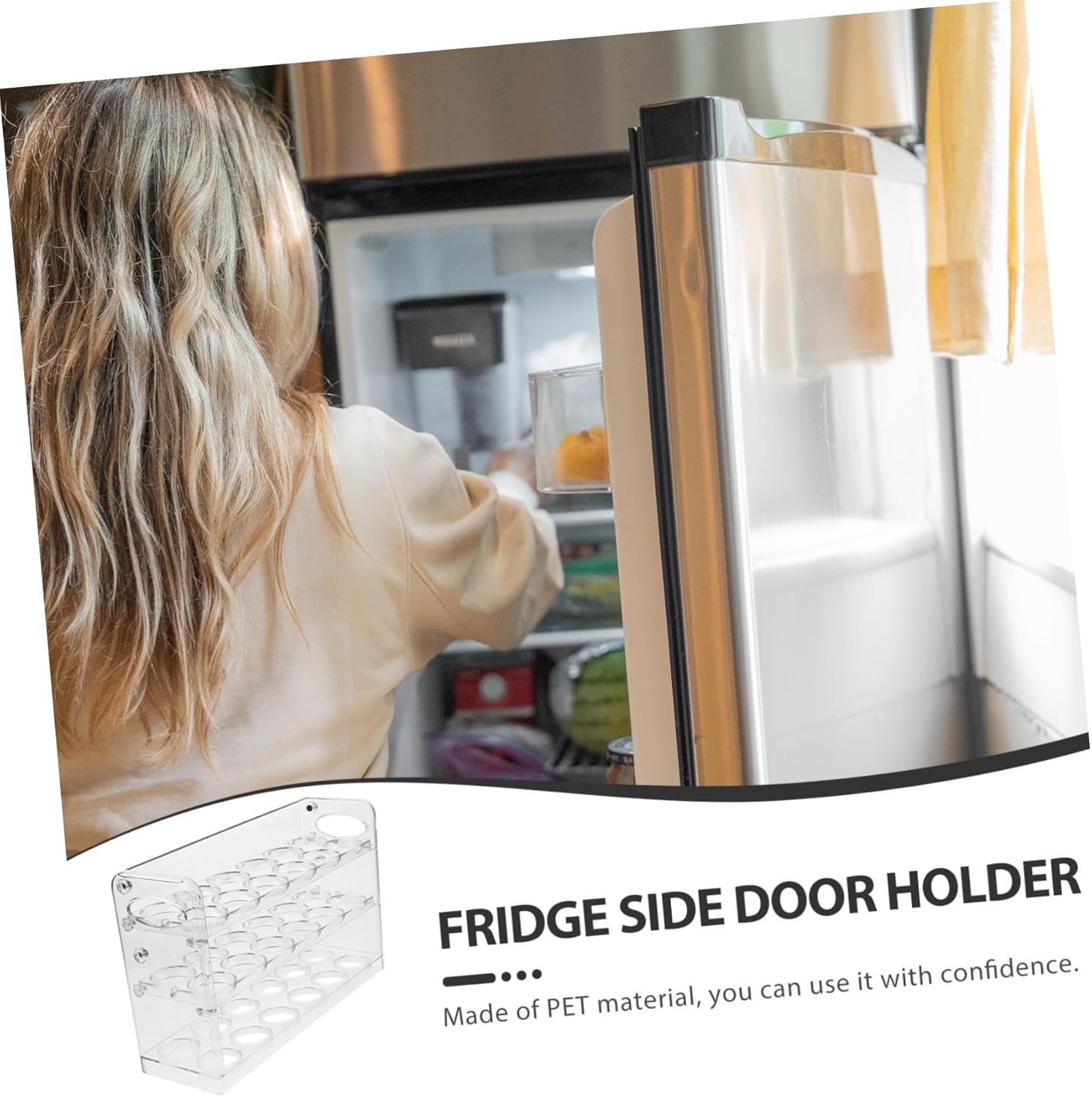 Egg Holder for Refrigerator Removable Tray Multi-Grid Plastic Egg Storage Box for Side Door Kitchen Organizer Space-Saving Fridge Dispenser