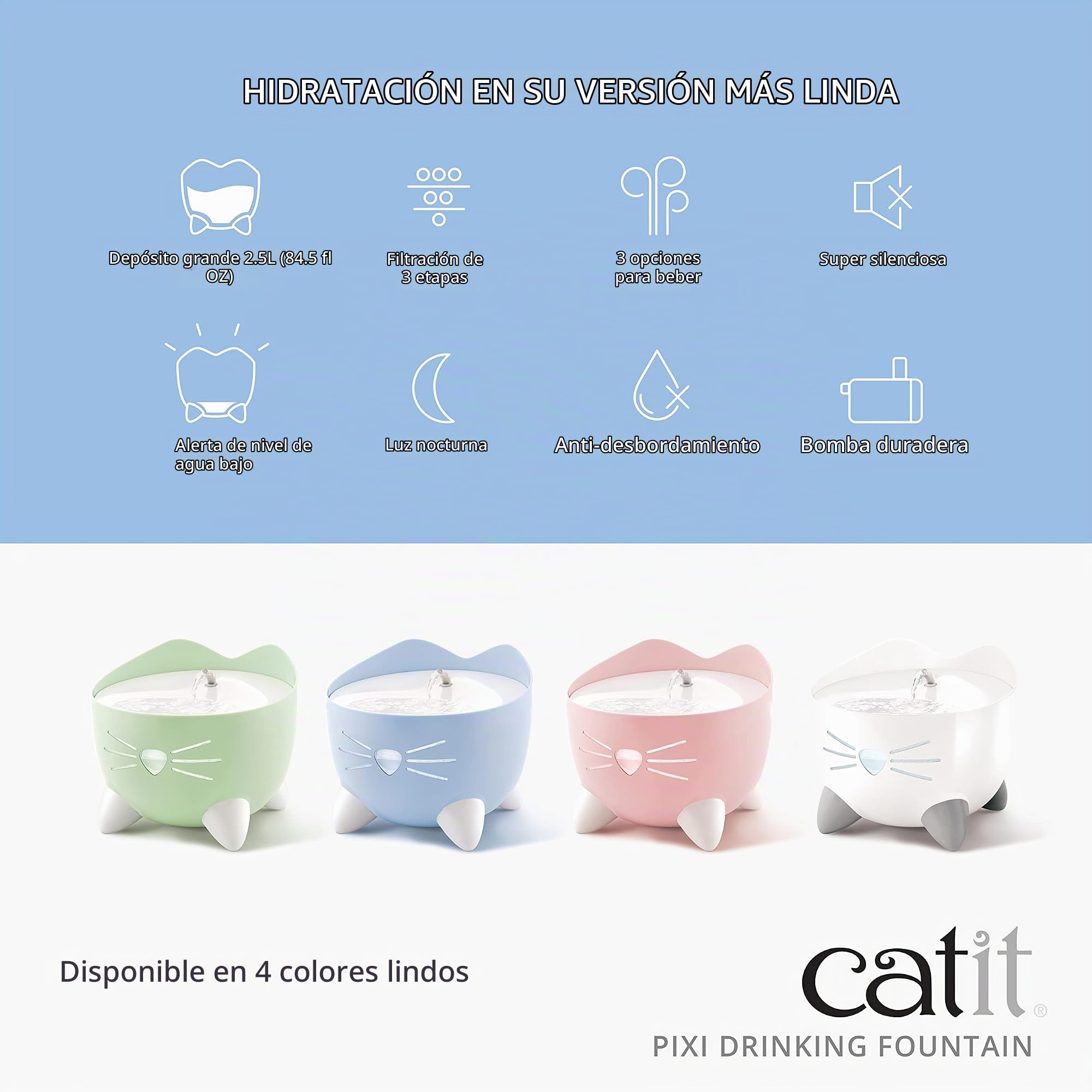 Catit PIXI Comedero Inteligente para Gatos - Capacidad del depósito de 1.2 Kg & Bebedero Fuente para Gatos