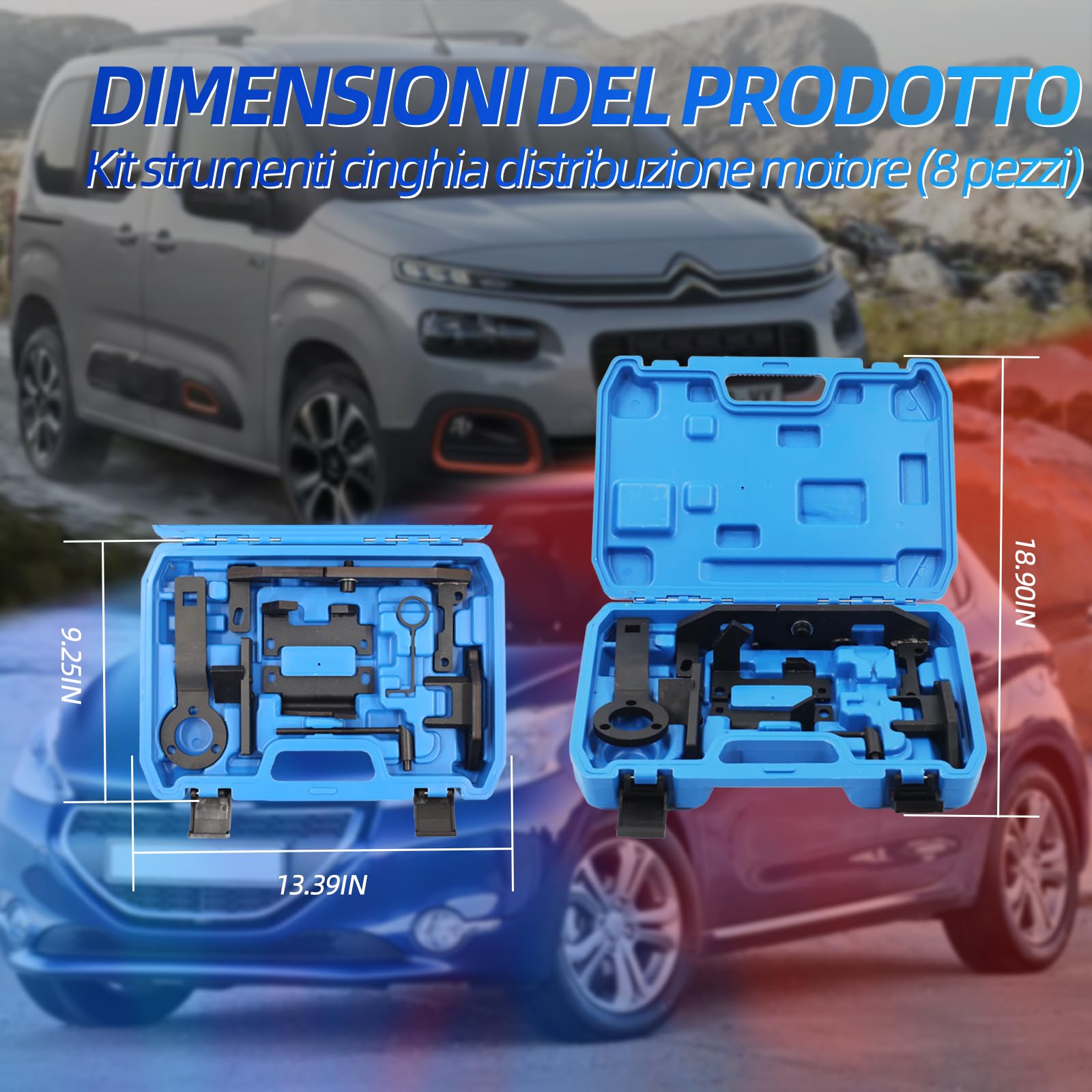 Set di attrezzi di regolazione del motore, cinghia dentata per motori a benzina 1.0 e 1.2 VTi, adatto per Citroën, Peugeot, Opel, Toyota, PSA EB0 (ZMZ), EB2 (HMZ), OEM 0109-2A 0109-2B