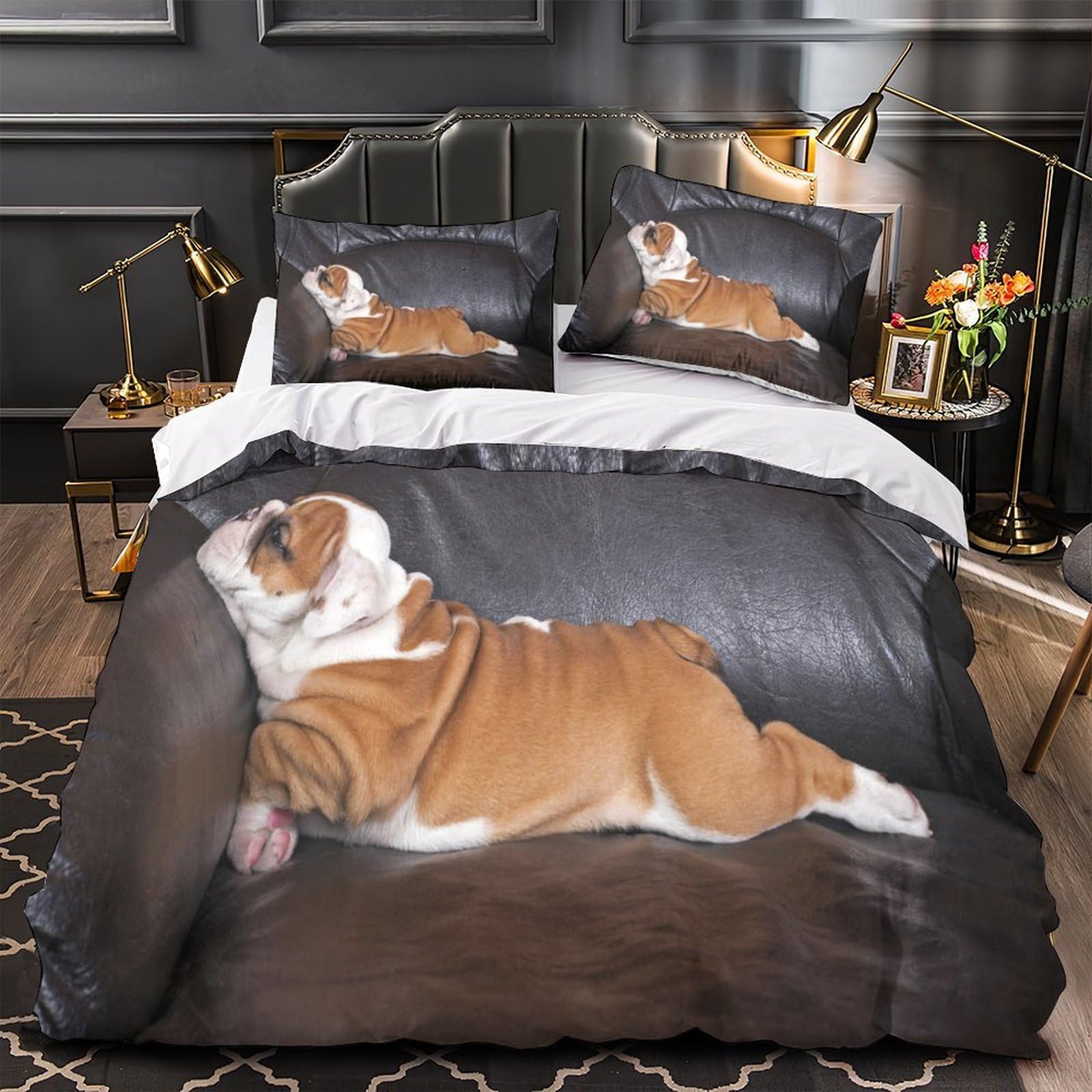 Housses de couette bouledogue 3D microfibre inaltérable de qualité supérieure