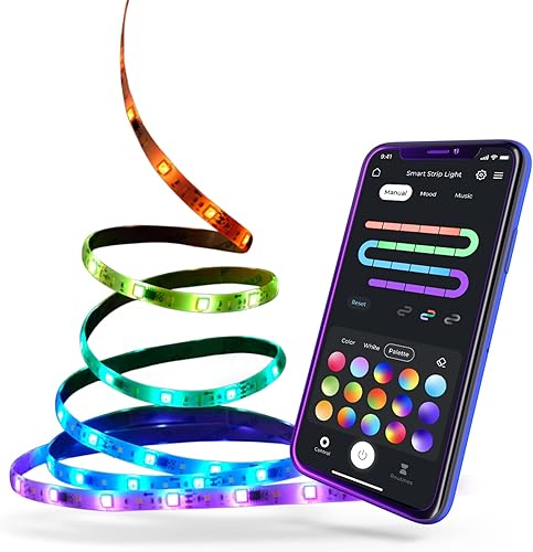 Globe Electric 50502 Wi-Fi Smart Multicolor Cambiante RGB LED Sincronización de música enchufable no requiere concentrador activado por voz 164ft164