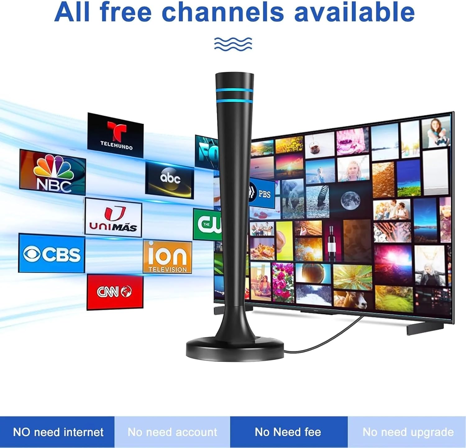 2026 Upgraded Indoor HD TV Antennas for Local Channels, New Digital Antenna for Smart TV with Long Range Amplifier Signal Booster, Support 4K 1080p All Old TVs