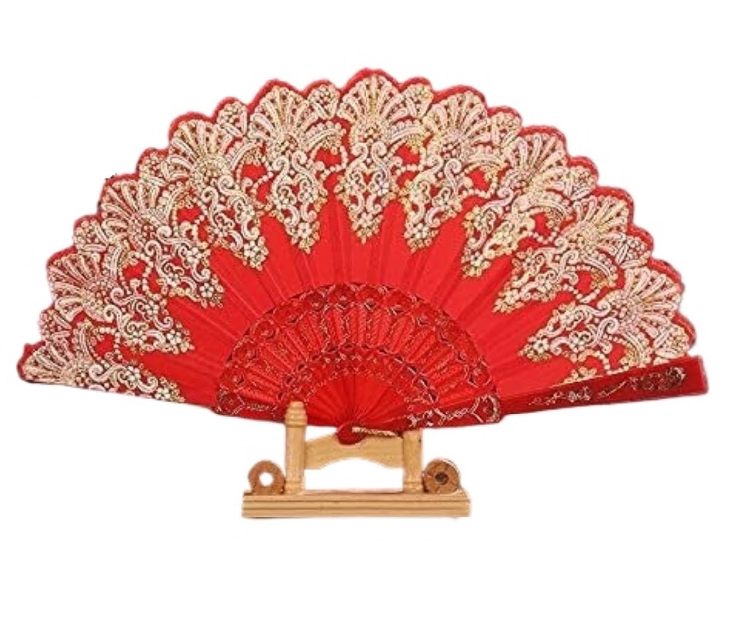 DANNMPX Display Fans Folding Hand Fan Retro For Wedding Party Chinese Style Dance Cloth Hand Held(Rosso)