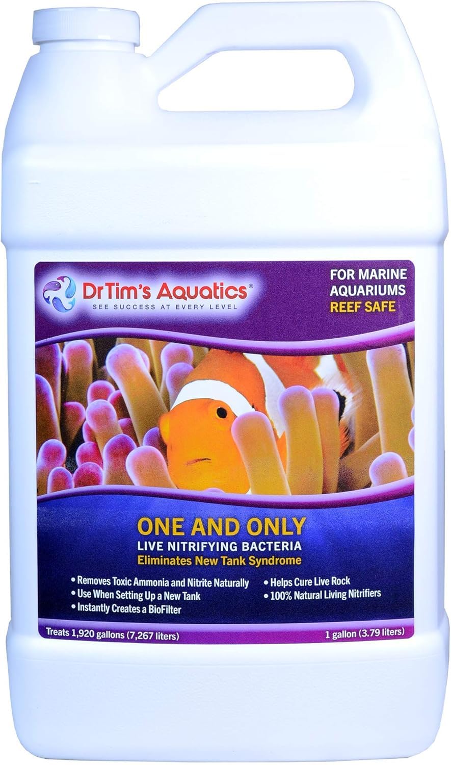 DrTims Aquatics One Only for Reef Aquariums 128 oz Live Nitrifying Solution Jumpstarts Cycling Supports Biological Balance Long-Term
