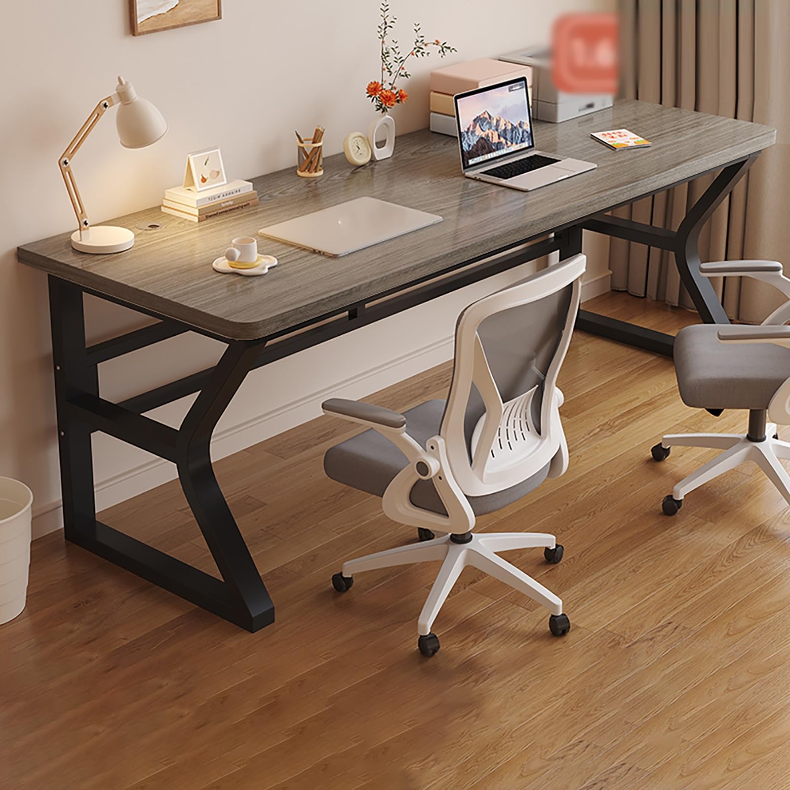 Gaming-Schreibtisch – Computertisch für Heimbüro – 100–180 cm Länge, 60 cm Breite, 74 cm Höhe, 2,5 cm Schreibtischstärke, für Studium und Arbeit, graues Eichen-Finish