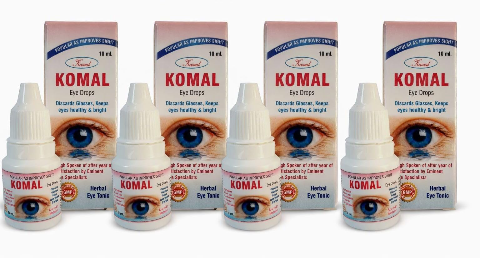 KOMAL AYURVEDIC EYE DROP (Pack of 4 bottles10ml each) Relives Dryness,Redness & Itching,with the help of Triiphla,Rose Water,Punarnava,Turmeric and Alum-image-40