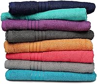 Vista 2 de ZUPERIA Juego de 8 toallas de baño multicolor premium (27" x 54") 100% algodón puro, toallas de ducha de tacto suave, ligeras y altamente