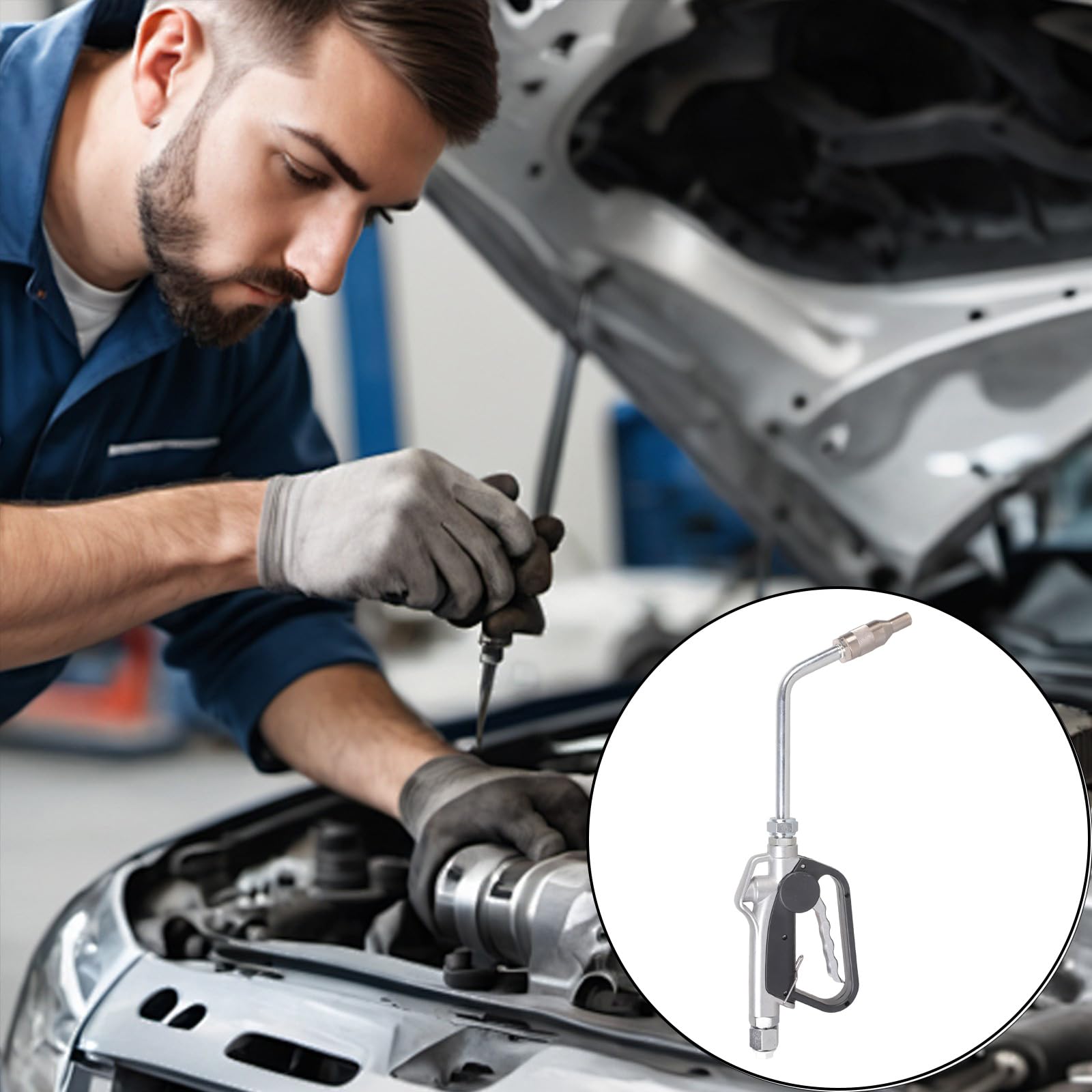 Generisch 3 Ergonomischer Aluminium Ölspender mit 1/2-Zoll Düse, 150–1500, manuelle Steuerung für Werkstatt und Motorradpflege, Ölkontrolle