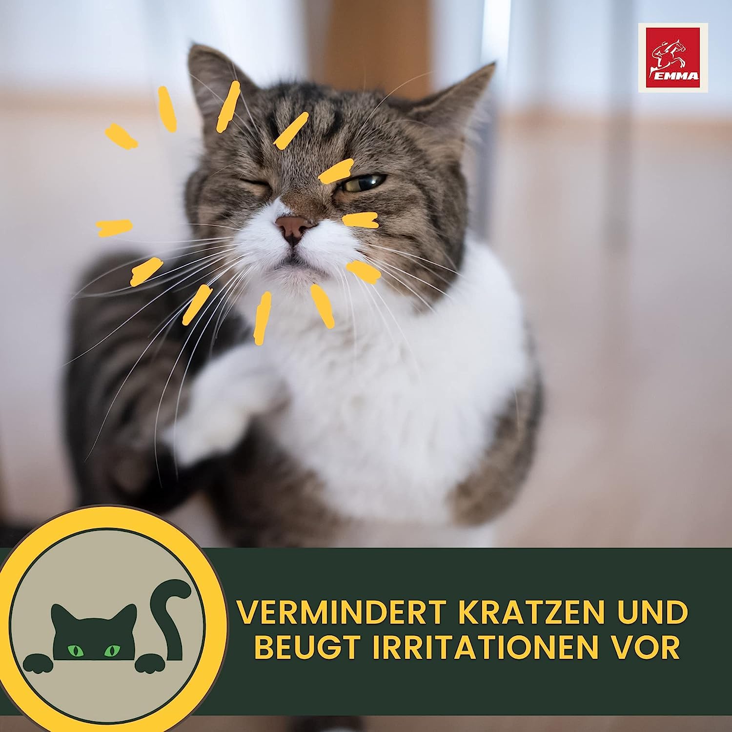 EMMA Augentropfen Katze 2x100ml I Augenreiniger Tränenfleckenentferner mit Kamille I Augenpflege bei tränenden gereizten Augen I Tränensteinentferner Hund Katze I Sanfte Augenreinigung für Tiere
