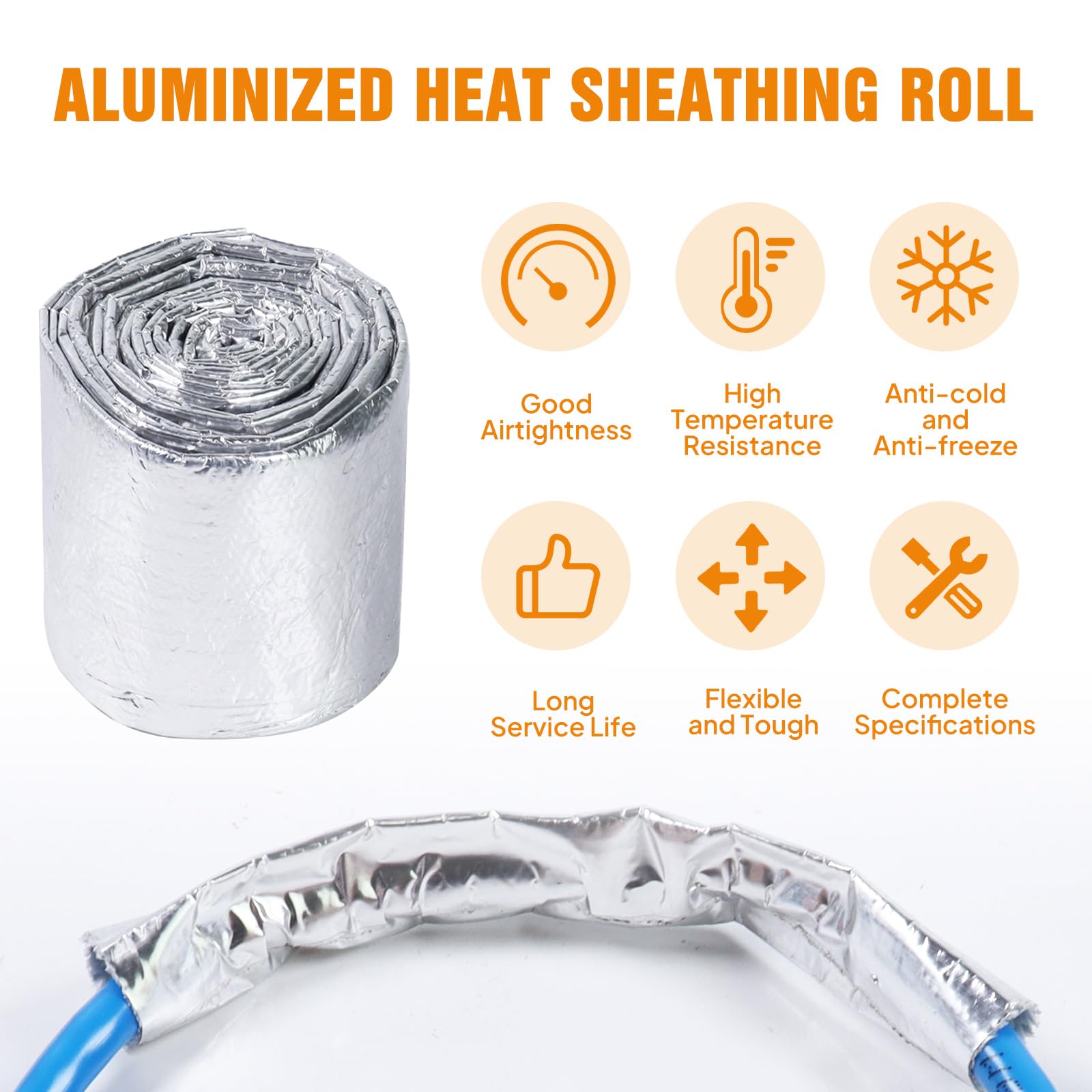 3 ID Metallic Insulated Heat Shield Sleeve Wire Hose Cover Wrap Loom Tube 3.3FT