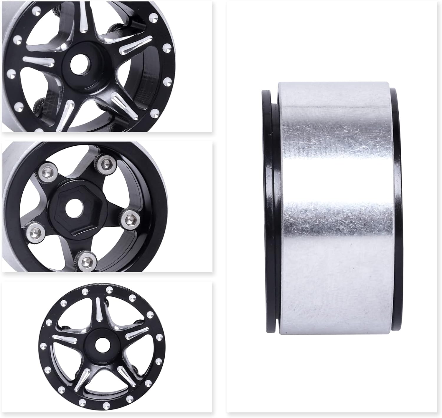 1.0 Beadlock Wheel Rims Compitable with 1/24 RC Crawler Car Axial SCX24 Gladiator Deadbolt Bronco C10 JLU Upgrade Parts