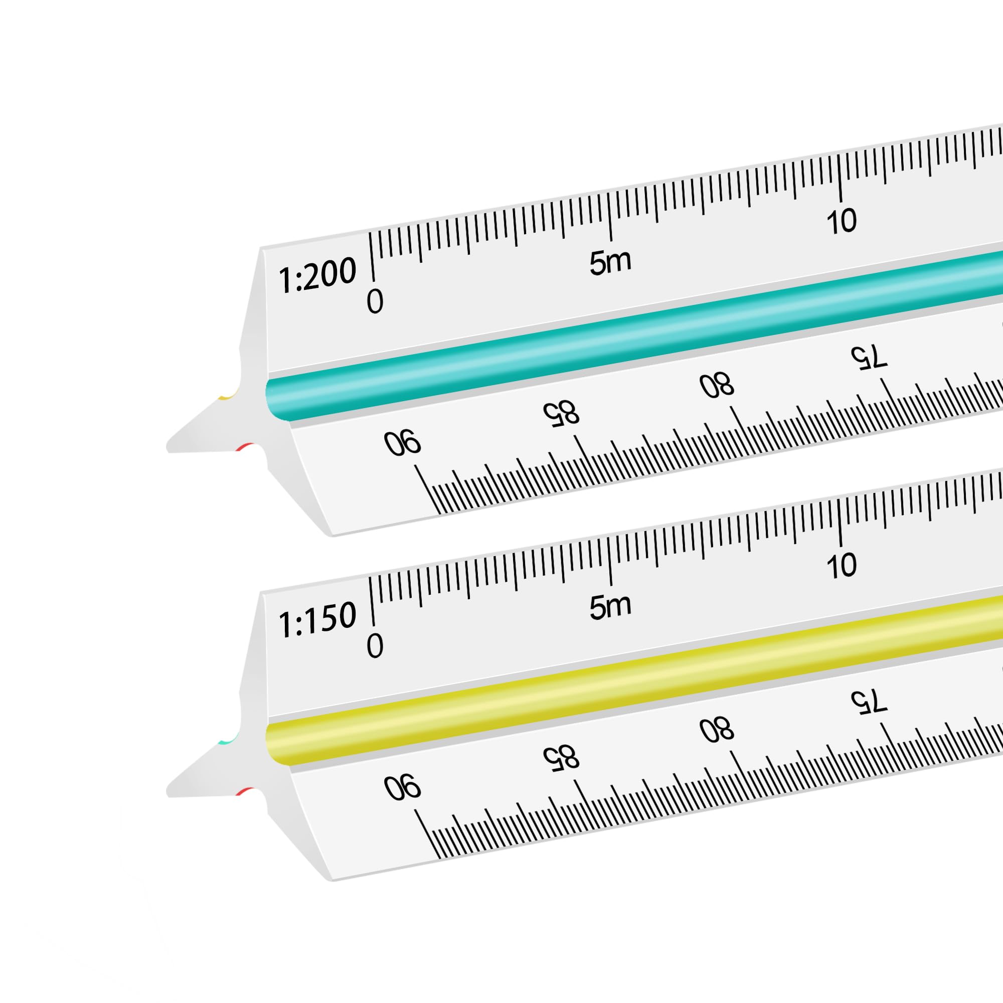 2 Pieza Sescalímetro de Precisión, Escalimetro Triangular, Escalímetro para Arquitectos o Ingenieros 1:20 1:25 1:50 1:75 1:100 1:125/1:100 1:200 1:250 1:300 1:400 1:500