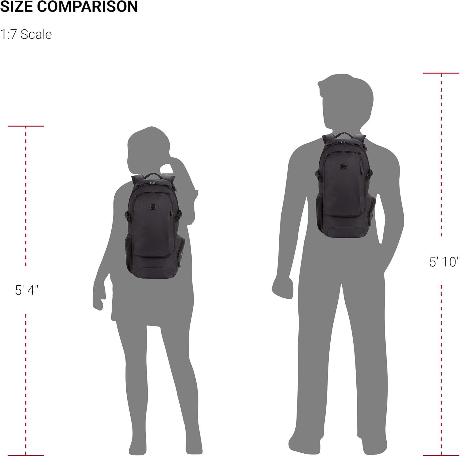 SwissGear 3598 Backpack, Narrow Daypack, Ideal for Commuting and School, Dark Grey