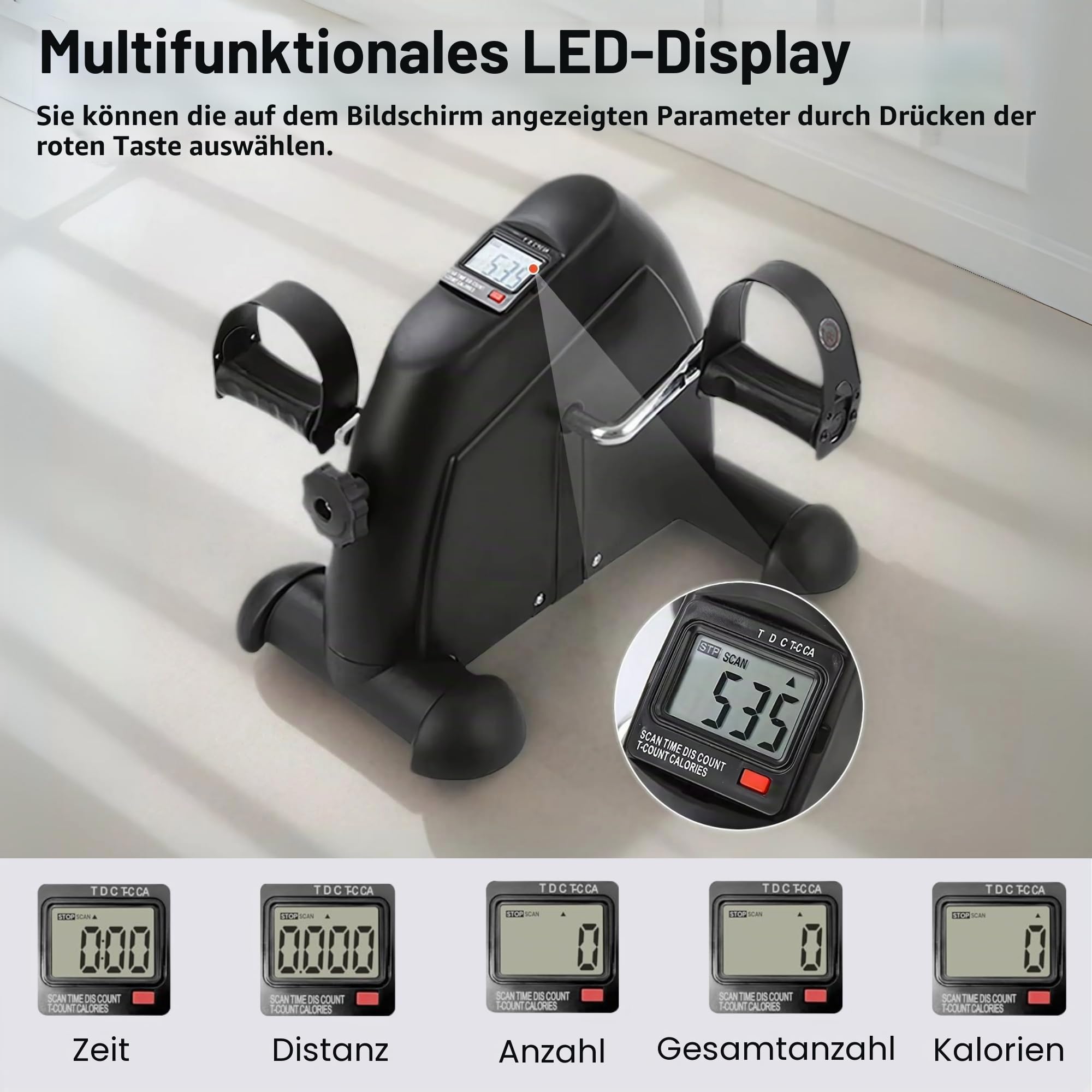 Mini Fahrrad Pedaltrainer, Mini Trainer pedaltrainer, Mini Ellipsentrainer, Ellipsentrainer für Senioren und Erwachsene mit Display, Einstellbarer Widerstand. Trainieren Sie zu Hause oder im Büro