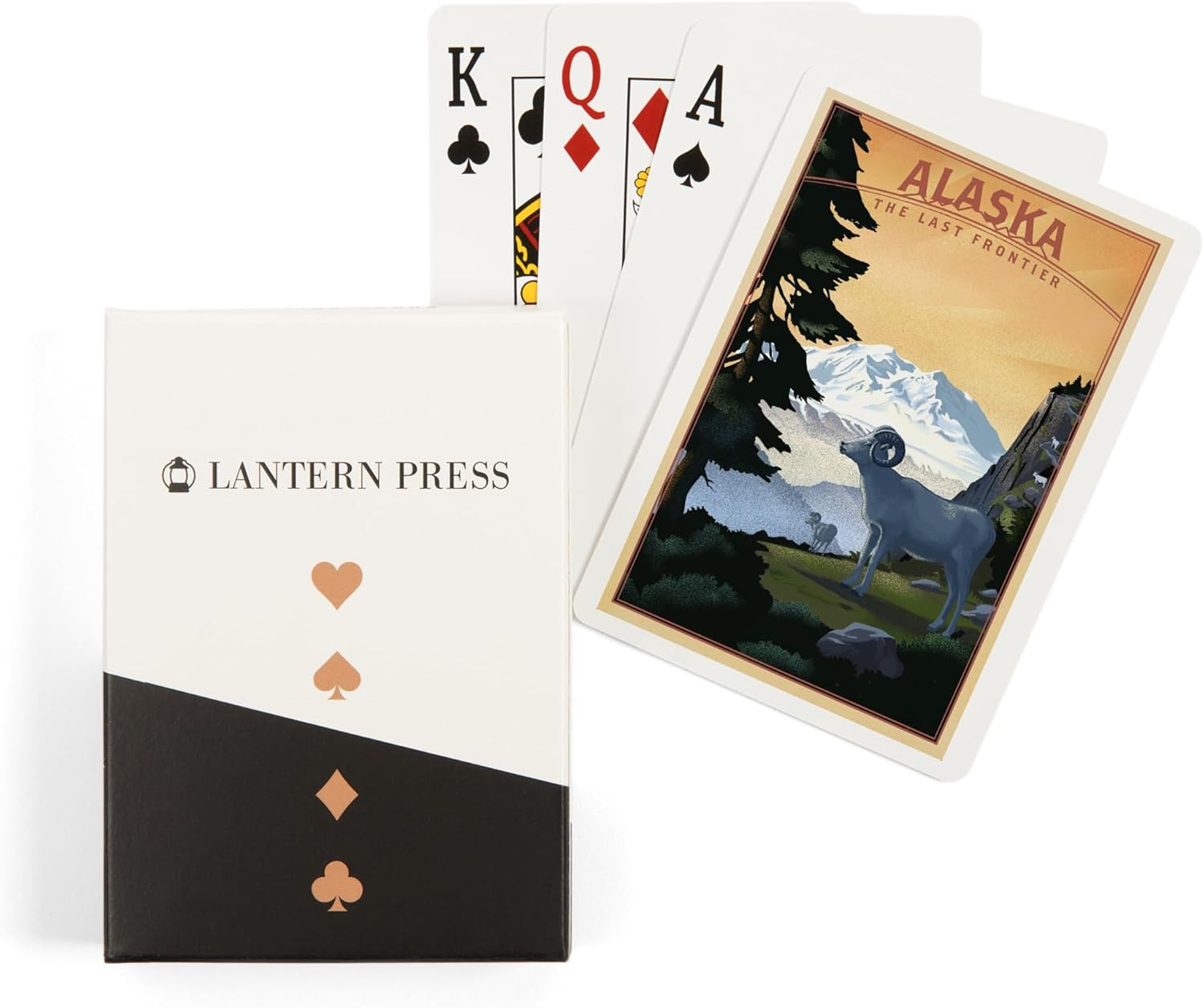 Lantern Press Alaska, The Last Frontier, Dall Sheep and Mountain, Lithograph, 52 Playing Cards for Adults, Poker Size Card Deck