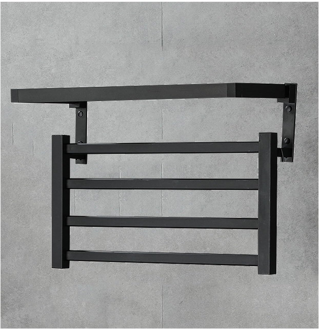 A White,Right line,s for Bathroom with Timer Temperature Adjustments,Heated Drying Rack with Top Shelf,Aluminum Heated Towel Rack Wall Mounted