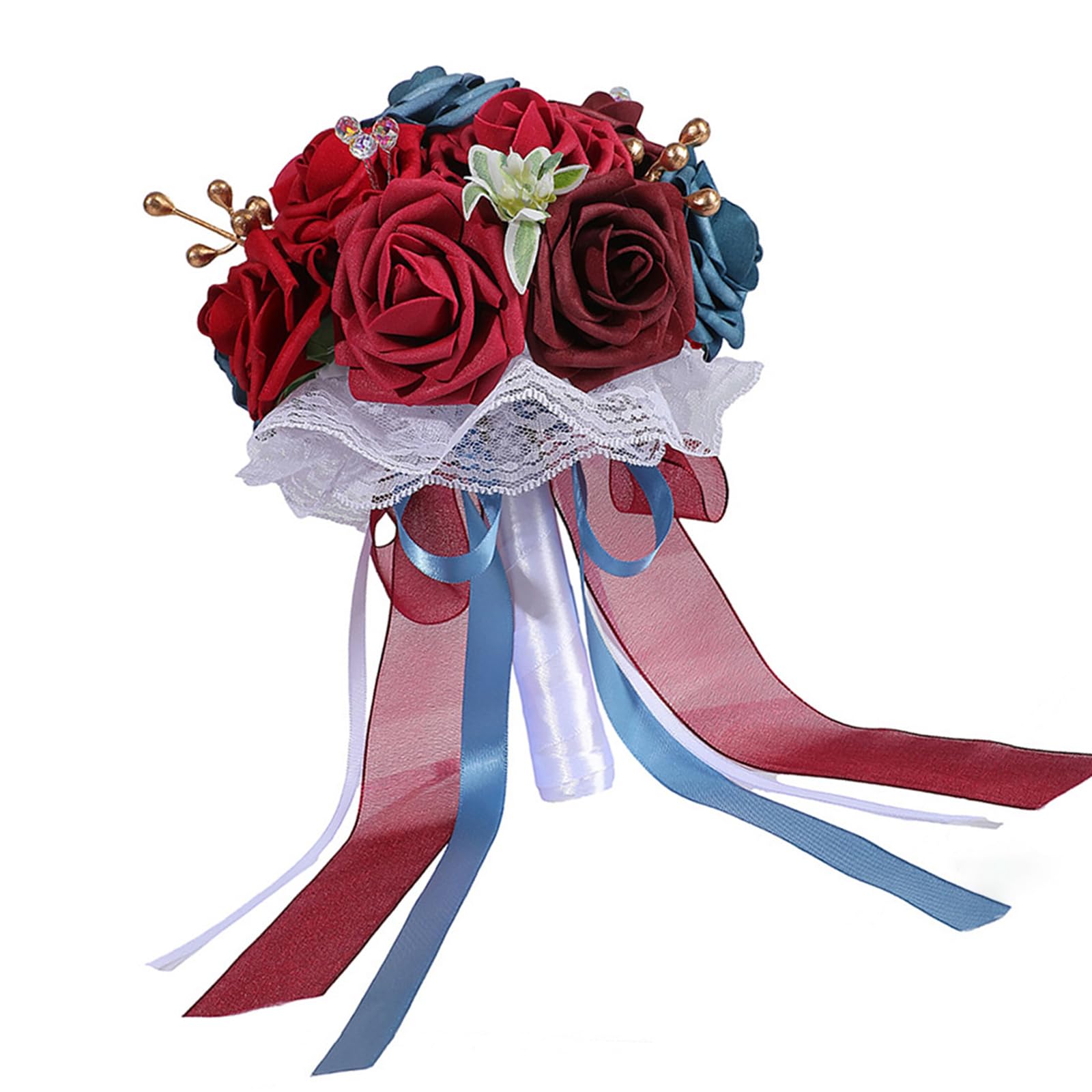Kaeltsyn Realistic Silk Flower Bridal Bouquet Flower Arrangement Artificial Rose for Wedding Photography and Ceremony Wedding Floral Arrangement