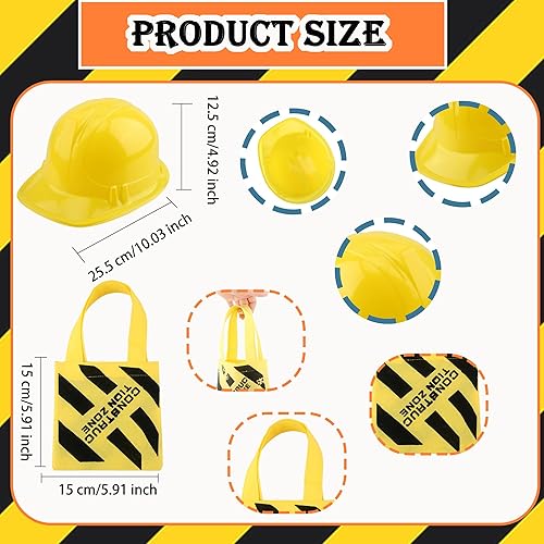 Miniatura 2 de 36 piezas de suministros de fiesta de construcción incluyen 18 sombreros de trabajadores de la construcción y 18 bolsas de mano para niños, fiesta
