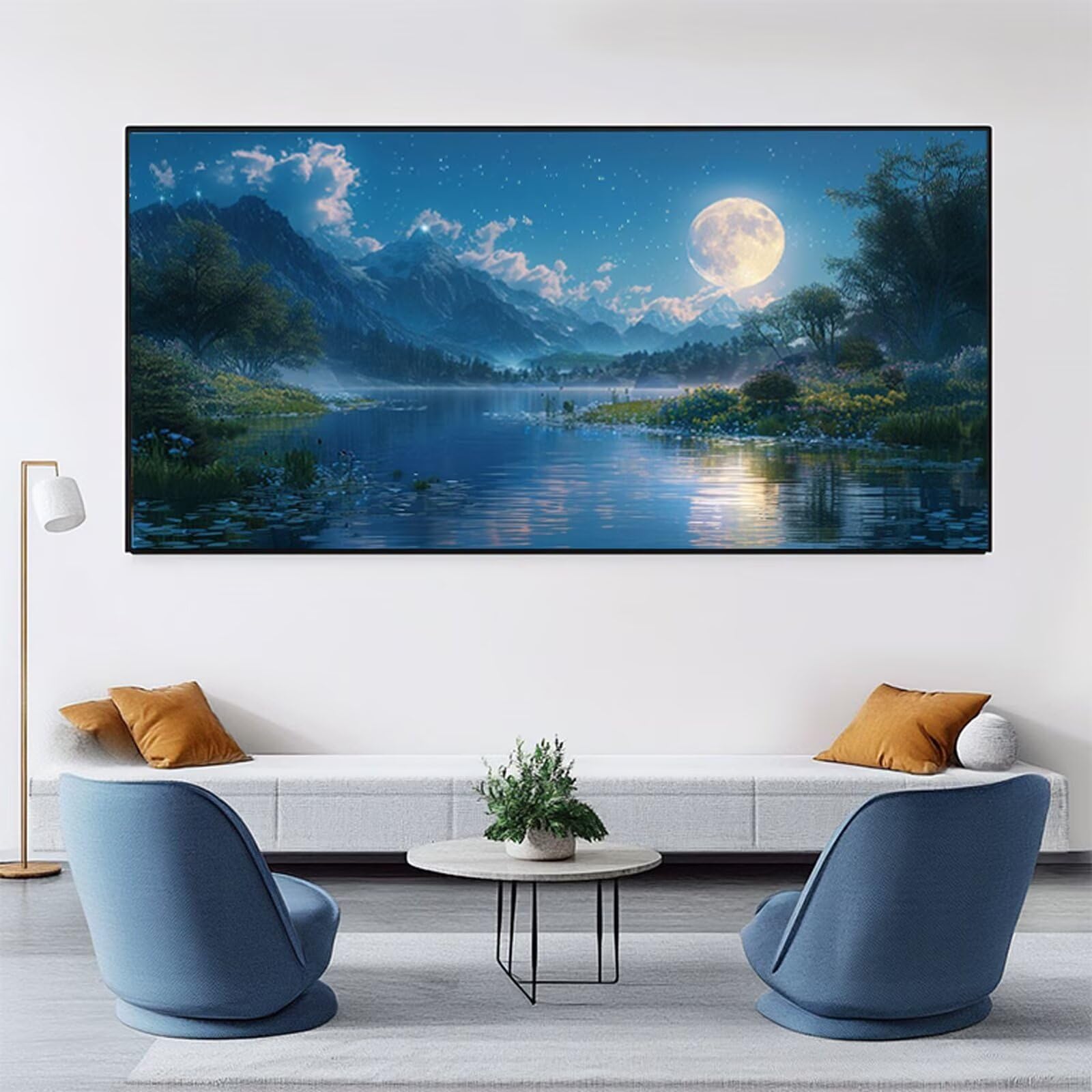 Pintar por Numeros 100x200cm Lago Pintar por Numeros Adultos Montaña Paint by Numbers Adult, Cuadros para Pintar con Pinceles y Pigmento, Manualidades Adultos para Decoración Pared (Sin Marco) RB-800