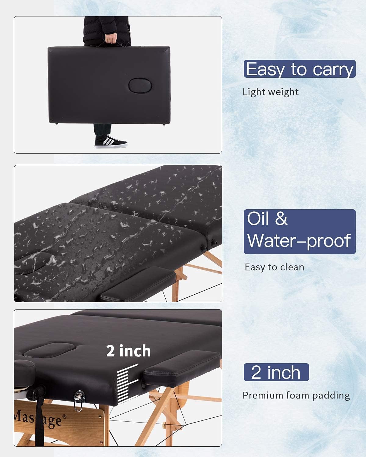 Massage Table Massage Bed Spa Bed 84 Inches PU Portable Massage Bed 2 Fold Heigh Adjustable Massage Table Bed w/Free Carry Case Facial Cradle Salon Tattoo Bed : Beauty & Personal Care