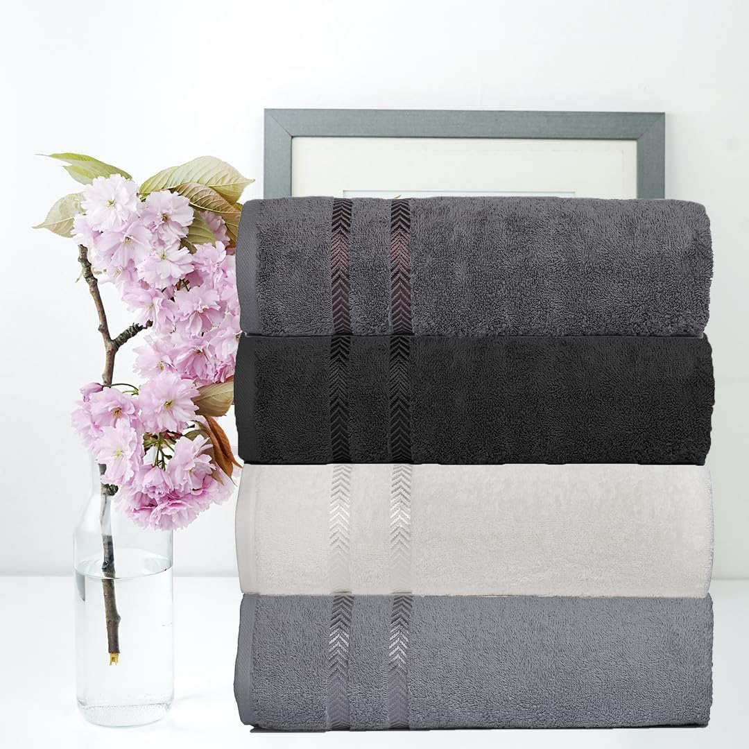 Casa Copenhagen Juego de Regalo de 4 Toallas de baño, 500 gsm, Multicolor | Ember Juego de toallas 100% algodón egipcio (140 x 70 cm) para baño, cocina y ducha (set de regalo para mujer y hombre)