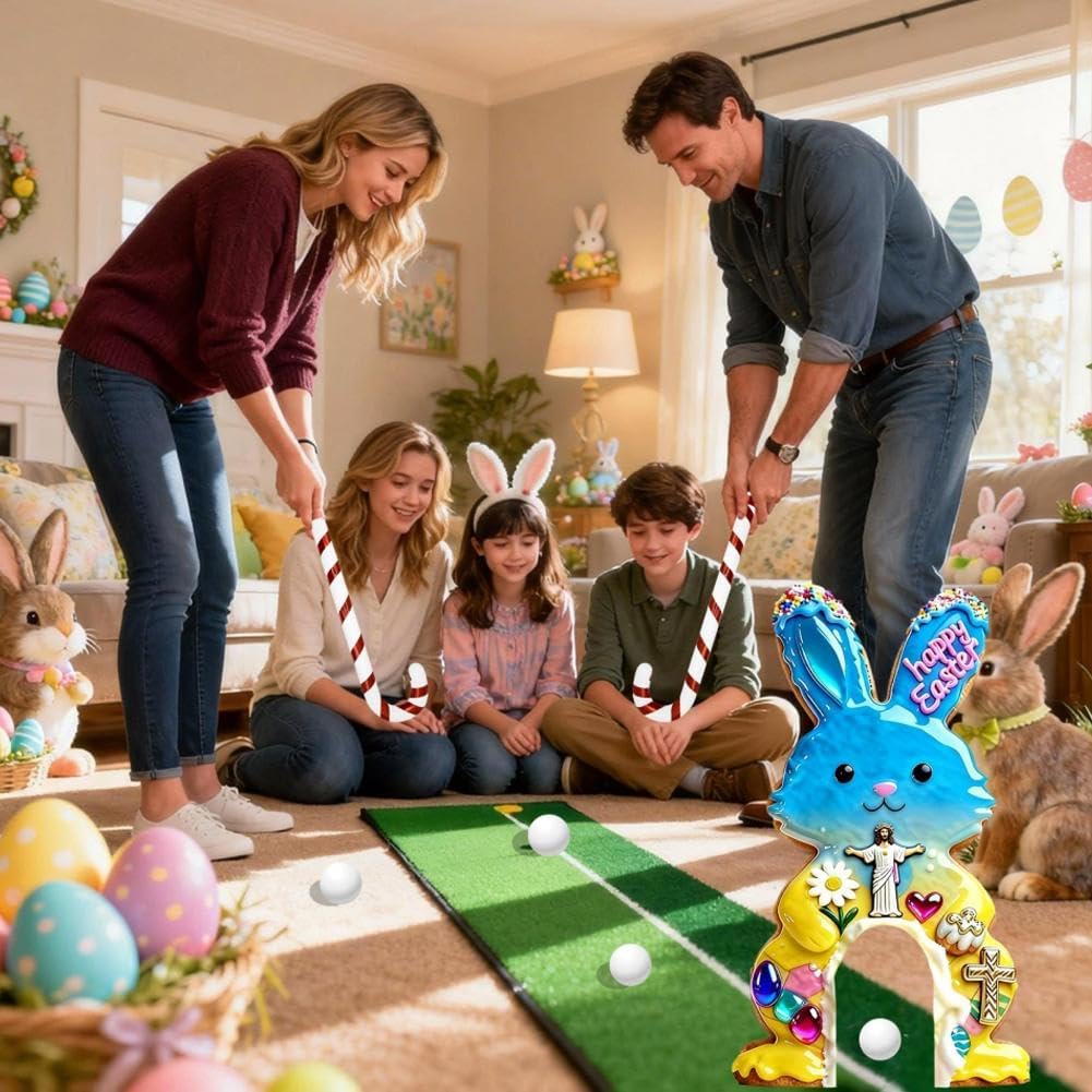 Easter Golf Game Set – Fun Outdoor Easter Games for Kids and Families, Mini Putt-Putt Challenge with Holiday-Themed Obstacles, Perfect for Backyard Parties and Spring Celebrations (Yellow)