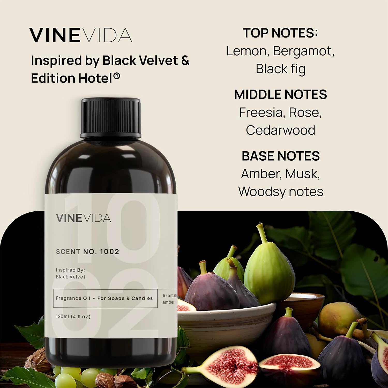 VINEVIDA 4oz Natural Fragrance Oil - Scents No.1002 for Candle & Soap Making - Made in USA