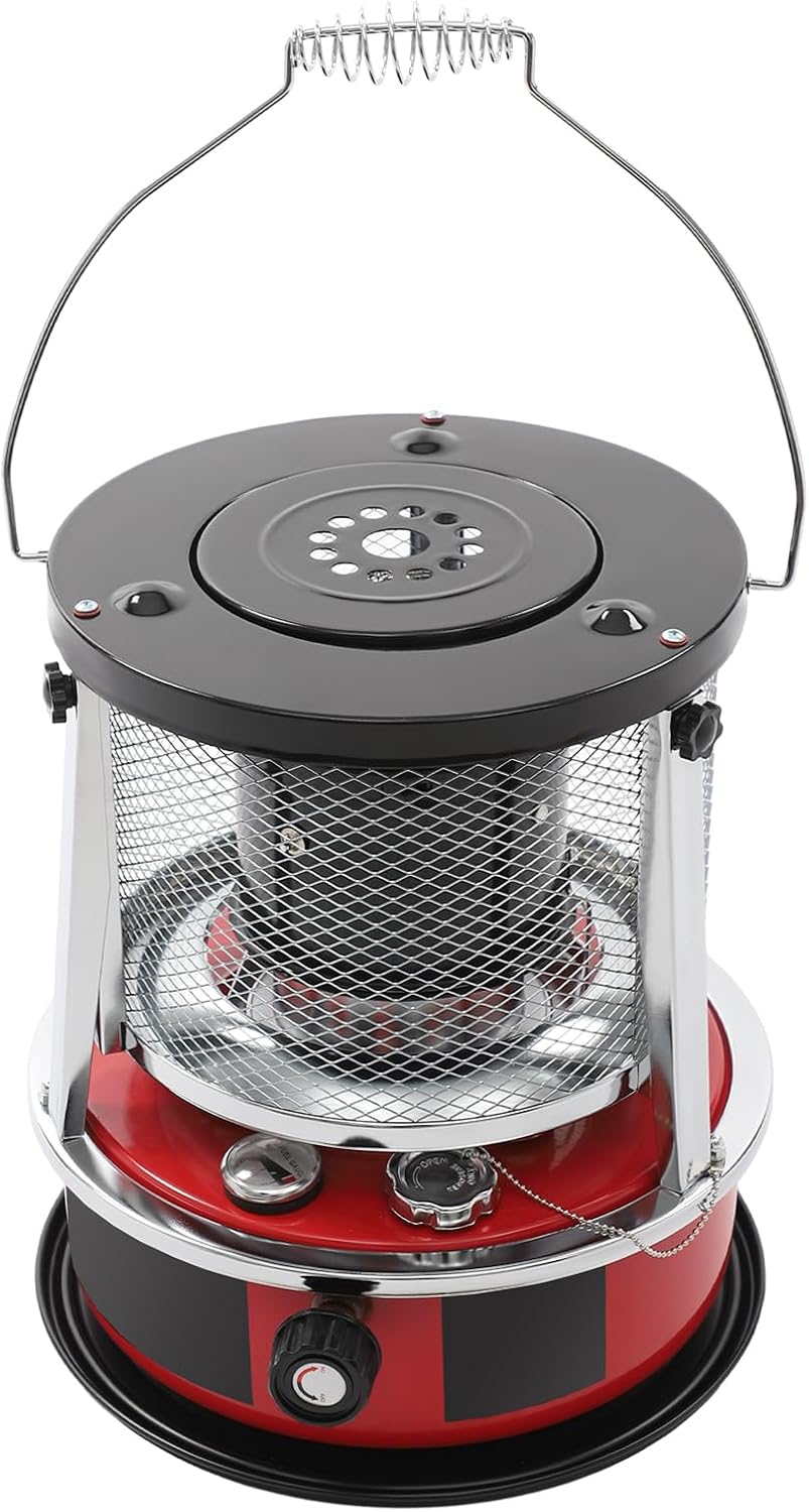 Kerosene Heater, Portable 8000 BTU Kerosene Heaters, Non Electric PortableKerosene Stove Heater with Adjustable Height for Home, Garage, Basement and Camping (Red)