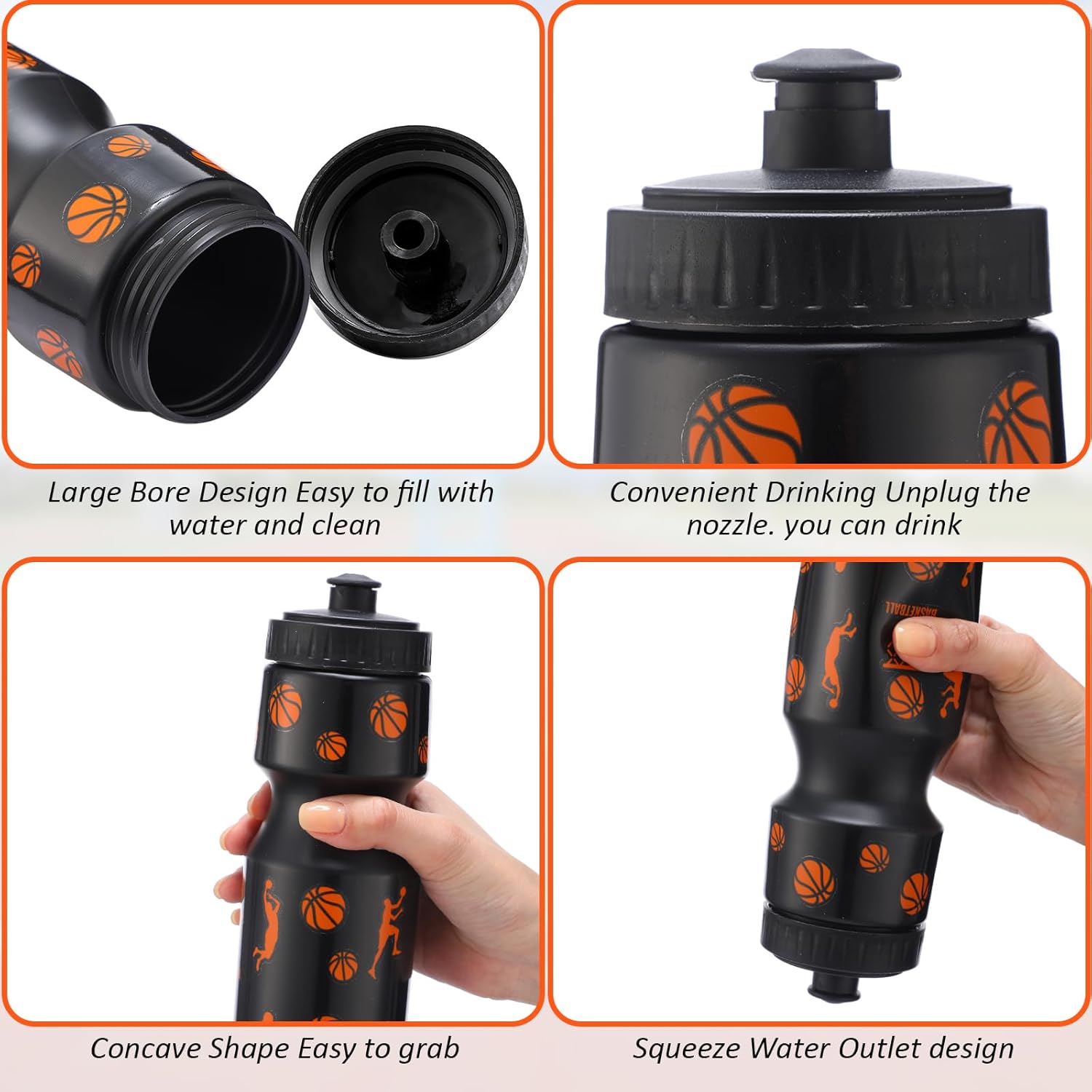 Talltalk 24 Pcs Basketball Team Gift Set – 12 Basketball Squeeze Water Bottles 24oz and 12 Drawstring Bags – Perfect for Sports Events,Team Gifts,School Sports,and Holiday Parties - Image 4