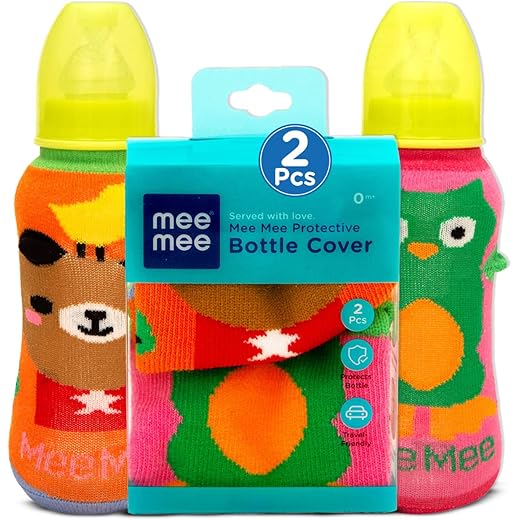 Mee Mee Soft Plush Baby Bottle Cover Pk-2 Multicolour