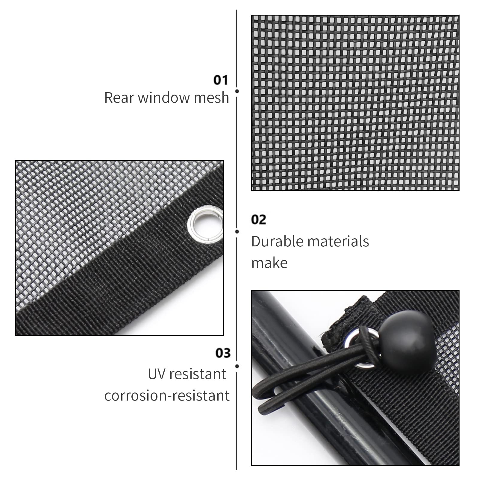 Hoypeyfiy UTV - Malla de parasol para ventana trasera de nailon, red de protección UV de repuesto para Polaris RZR PRO XP 2020-2023