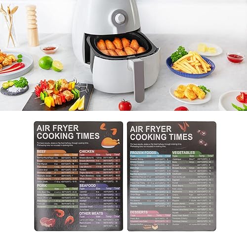 Miniatura 5 de Juego de hojas magnéticas para freidora de aire, paquete de 2 accesorios para freidora de aire, tabla de tiempos de cocción, hoja de trucos de olla