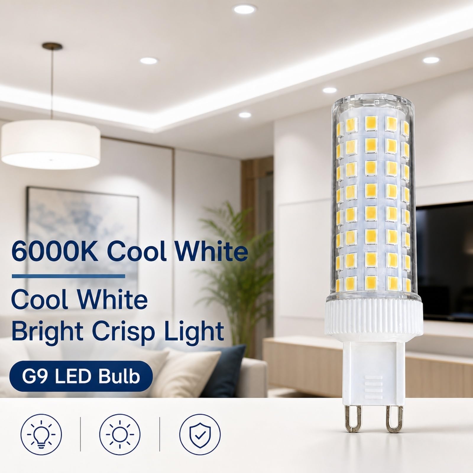 Lampadine LED G9 Mais,18W eq 140W,Bianco freddo 6000K, 220-240V,Alta lum,CRI>95,Senza sfar,Per applique murale lampadario sosp,Non dimmabile,Confezione da 4