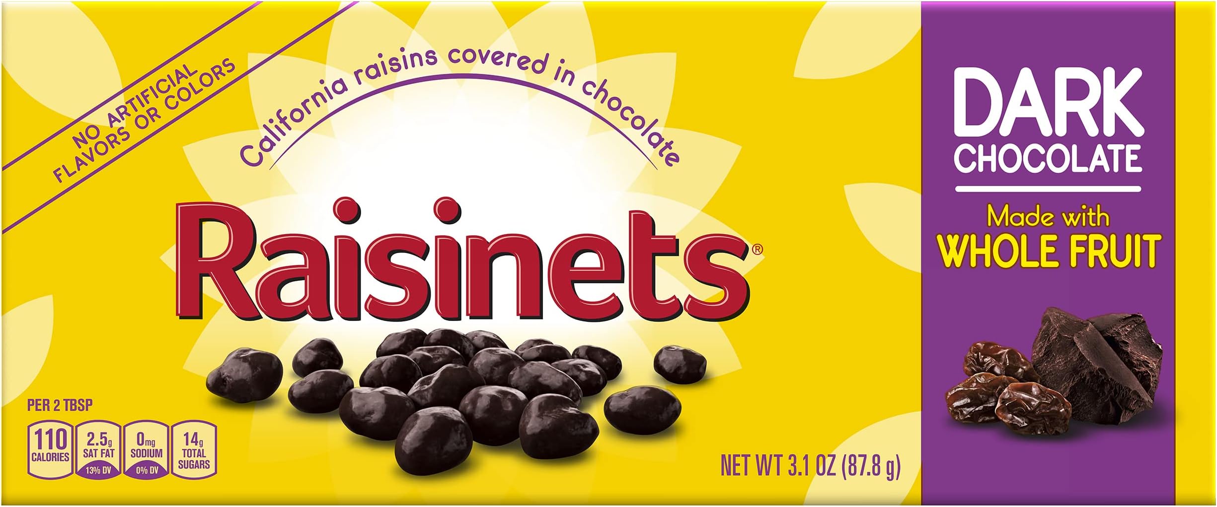 Raisinets, Dark Chocolate Covered California Raisins, Movie Theater Candy Box, 3.1 oz each, Bulk 15 Pack