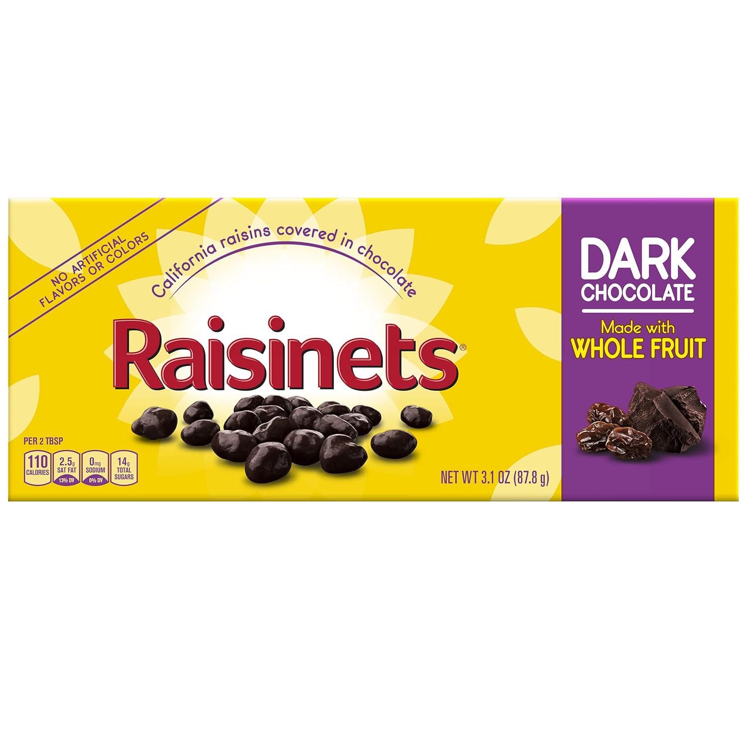 Raisinets, Dark Chocolate Covered California Raisins, Movie Theater Candy Box, 3.1 oz each, Bulk 15 Pack