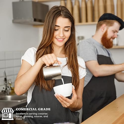 Miniatura 4 de Dandat 4 jarras de espuma de leche de 12 onzas, jarra vaporizadora de leche con lápiz de arte de café de acero inoxidable, accesorios para máquina