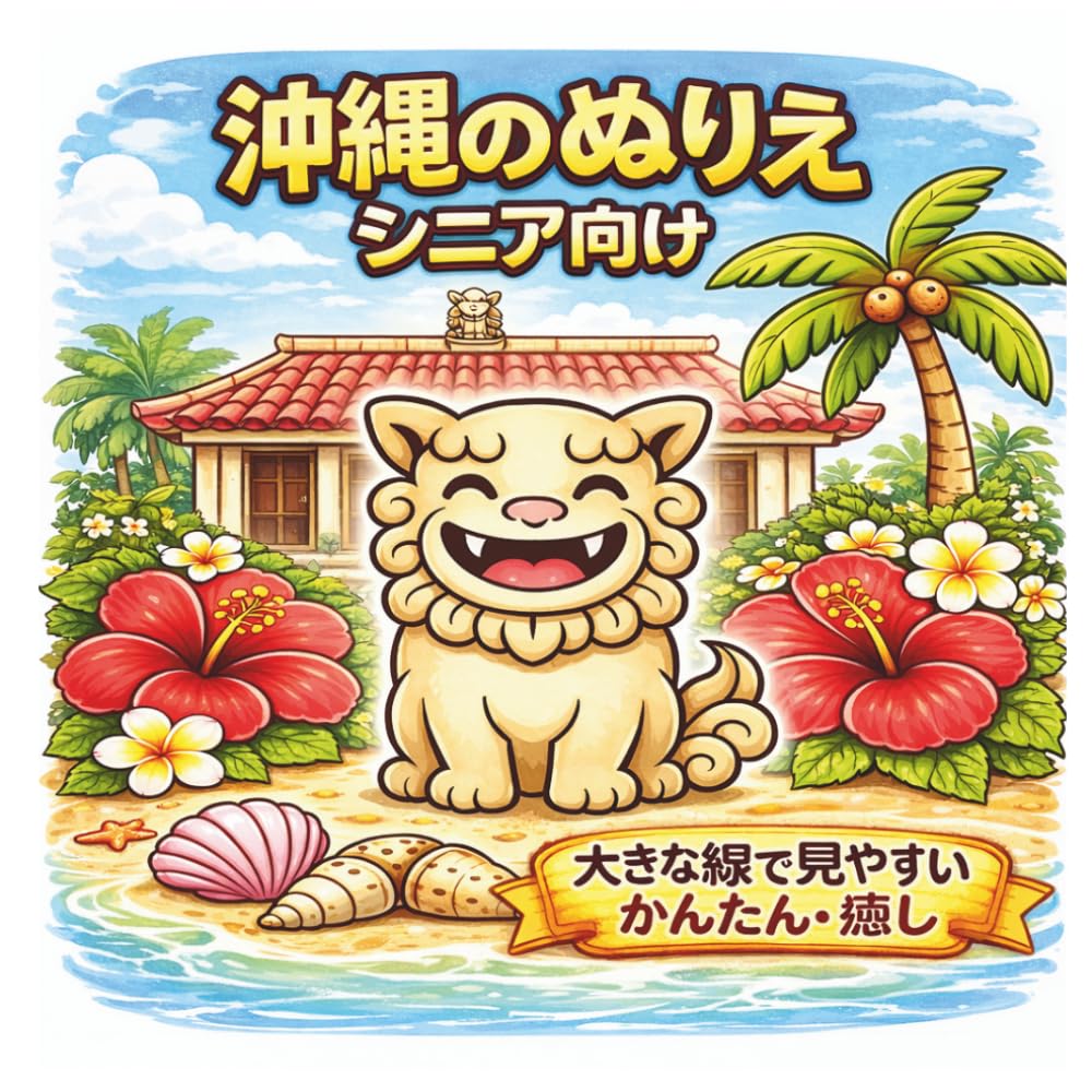 沖縄のぬりえブック シニア向け: 大きな線で見やすい かんたん癒しのぬりえ