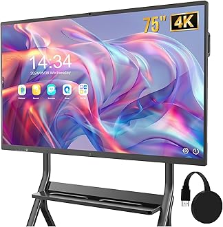 YIXZSWD Smart Board Touchscreen 4K Interactive Whiteboard, 8GB RAM, 128GB ROM, Built-in Ultra HD Camera, Microphone, Support WIFI, Bluetooth, HDMI (75 Inch)